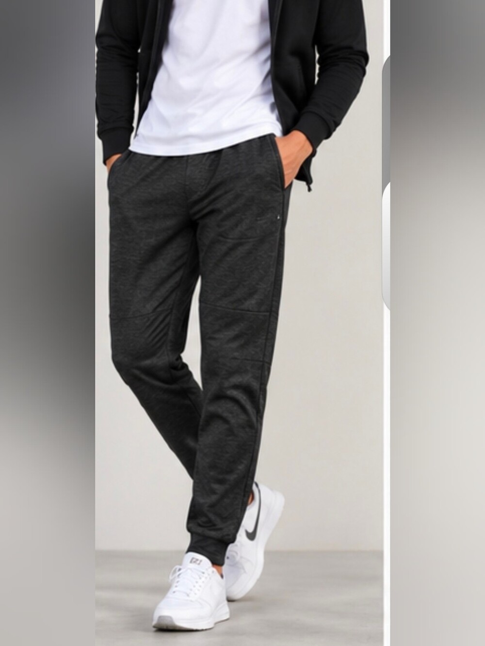 LEG3ND Men’s Performance Jogger Pants Black Gray Size Medium Zip Pockets
